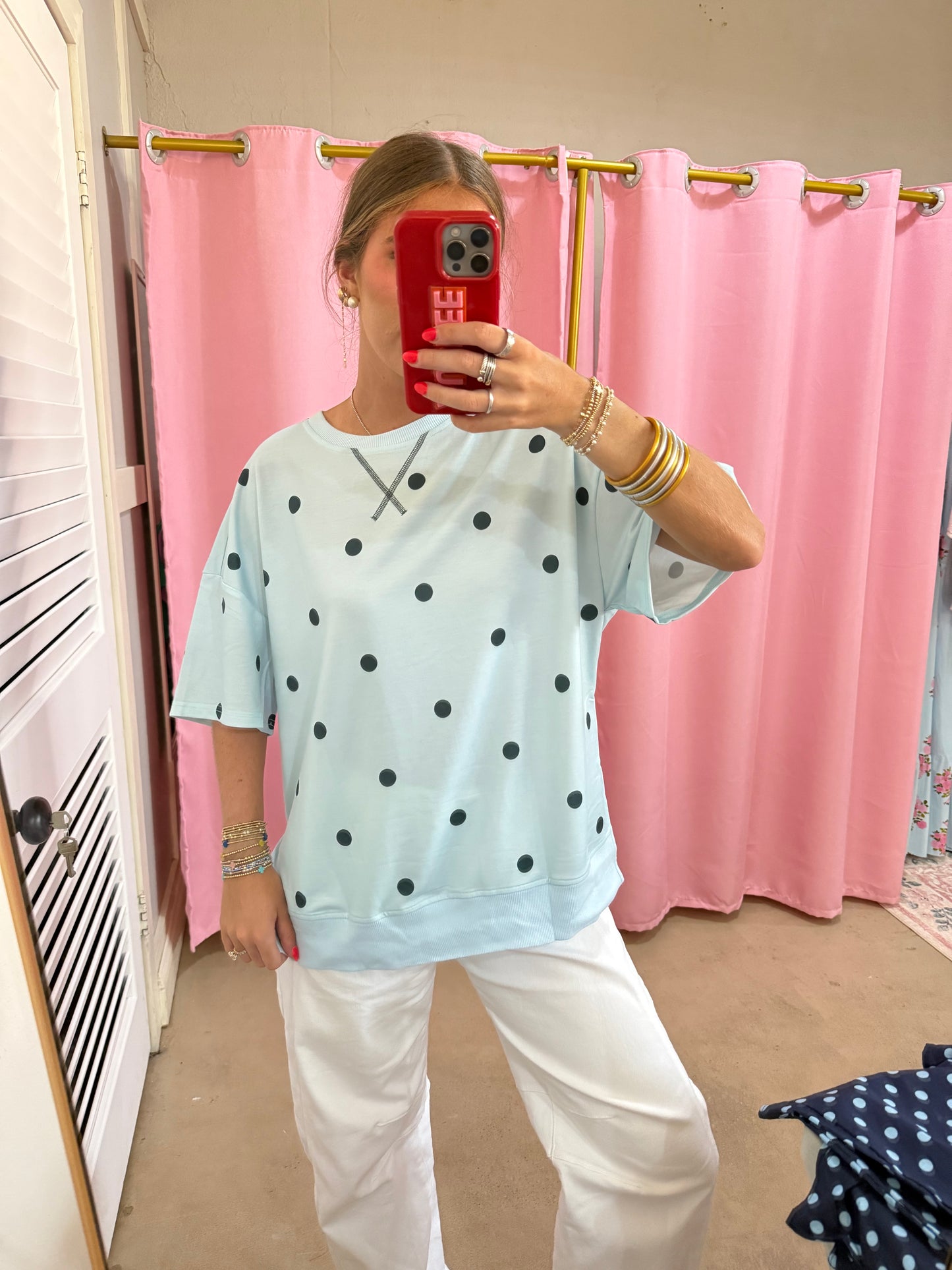 Blue Polka Dot Top