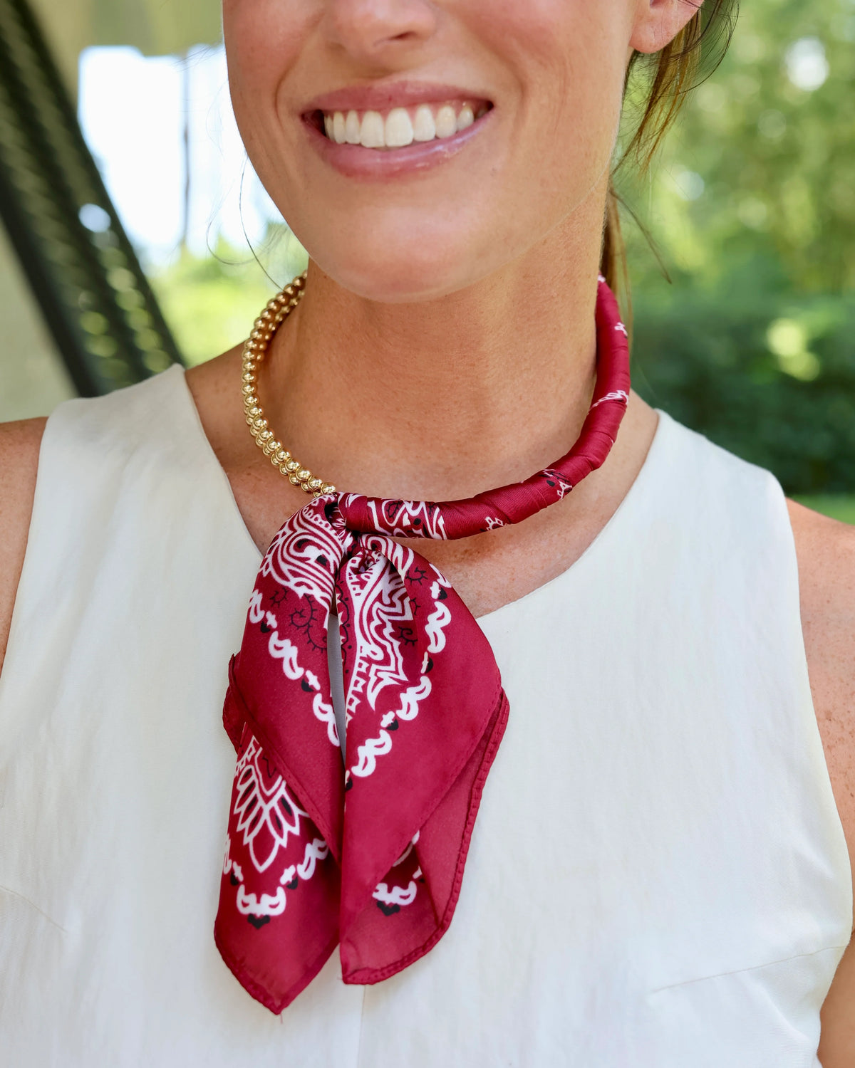 Caroline Hill Maroon Beaded Scarf Necklace