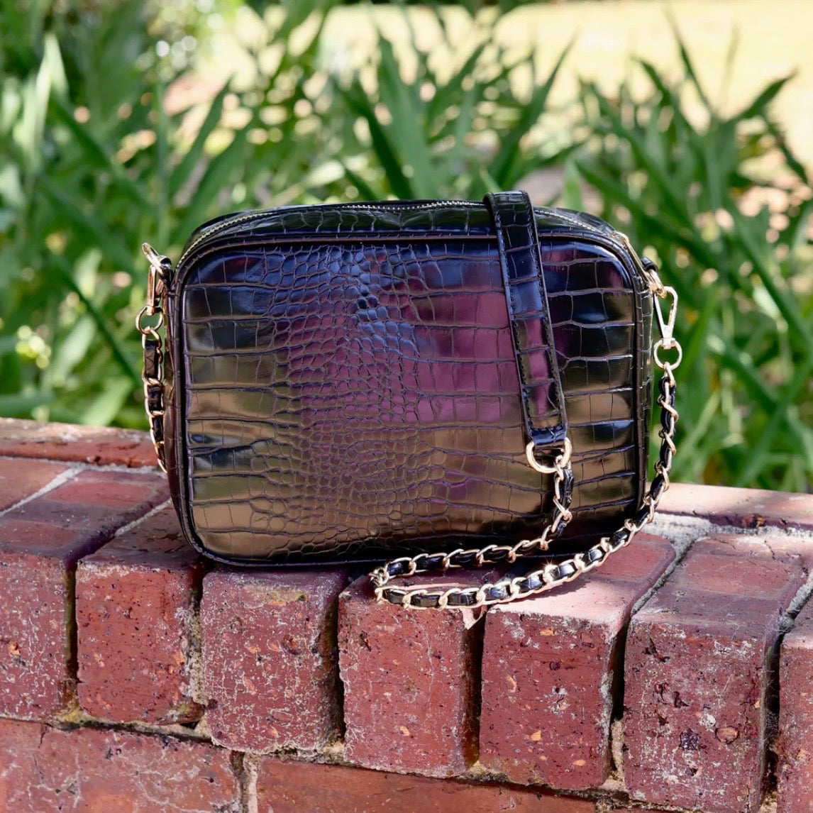 Black Snake Print Caroline Hill Purse