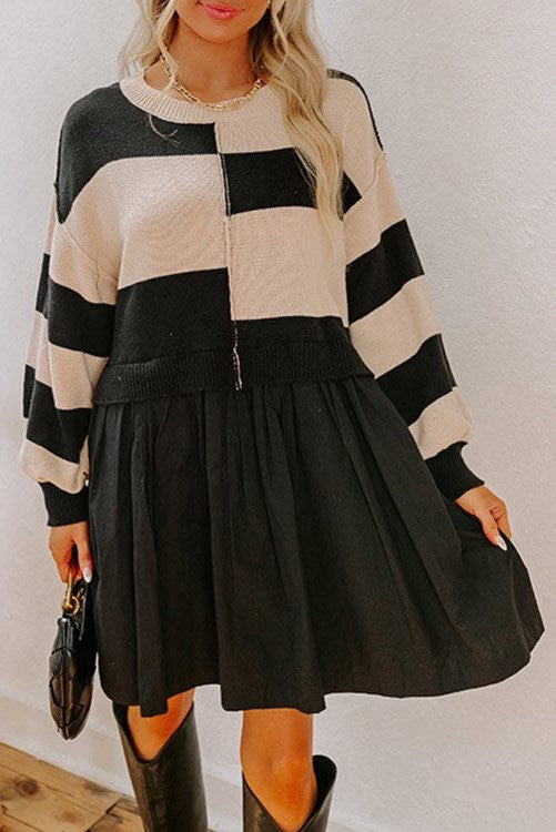 Black & Cream Checkered Dress