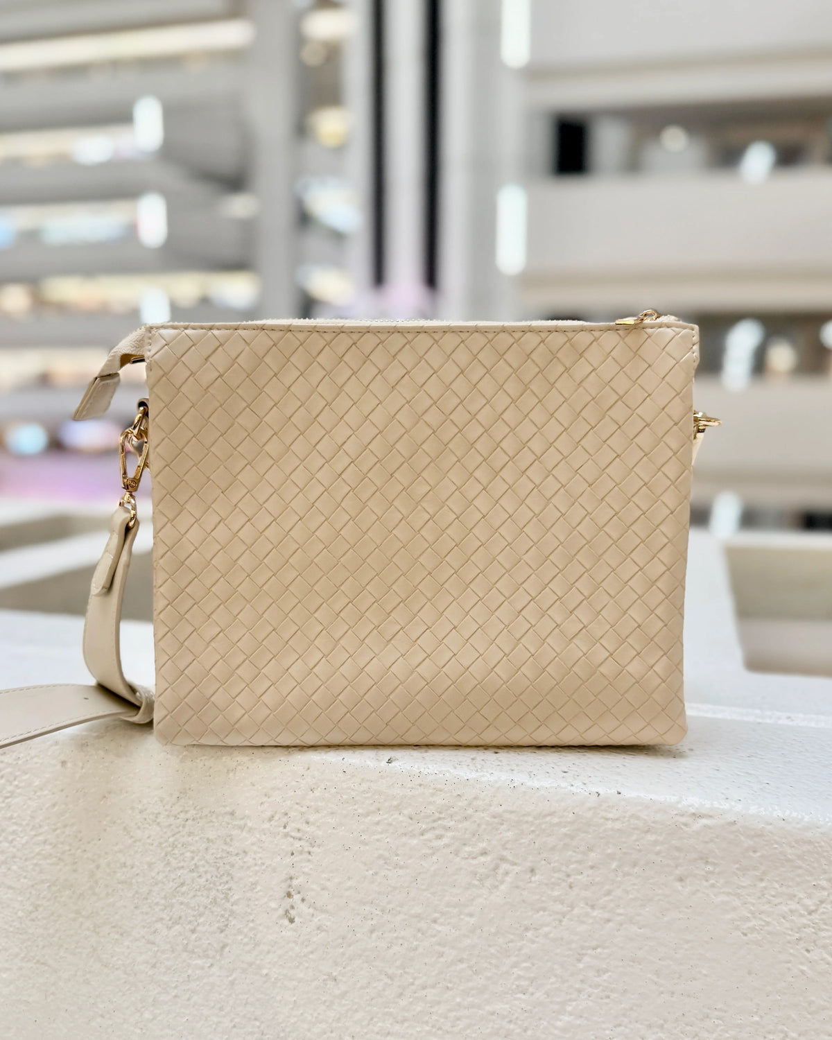 Caroline Hill Woven Almond Ariana Crossbody