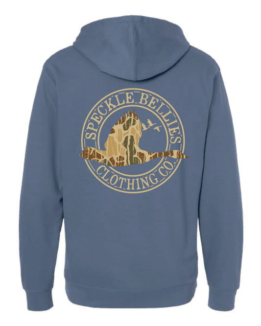 Blue Speckle Bellies Hoodie