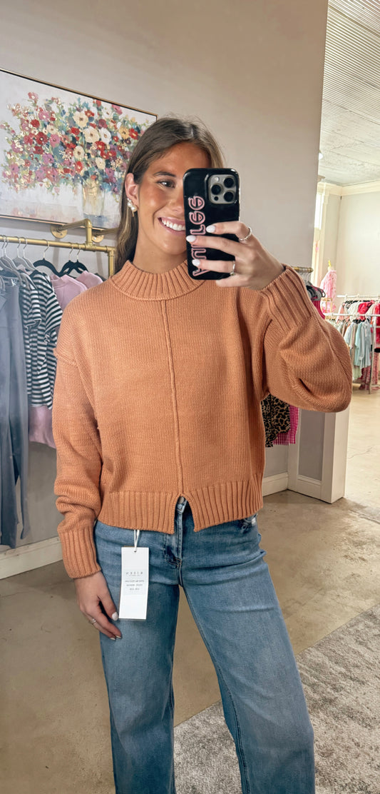 Clay Front Slit Sweater