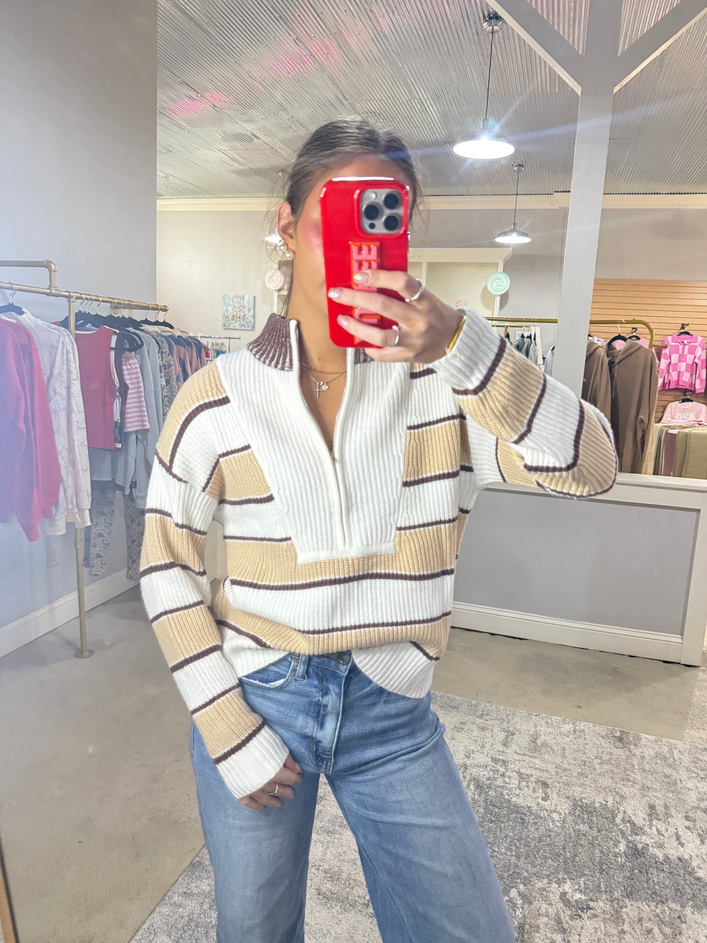Brown & Tan Stripe Sweater