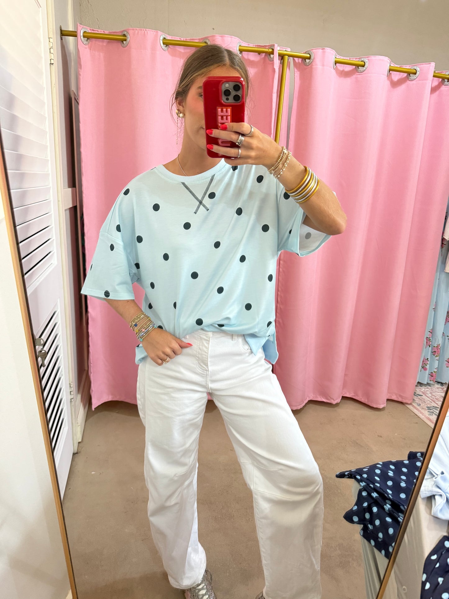 Blue Polka Dot Top