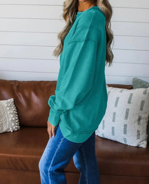 Teal Ribbed Top