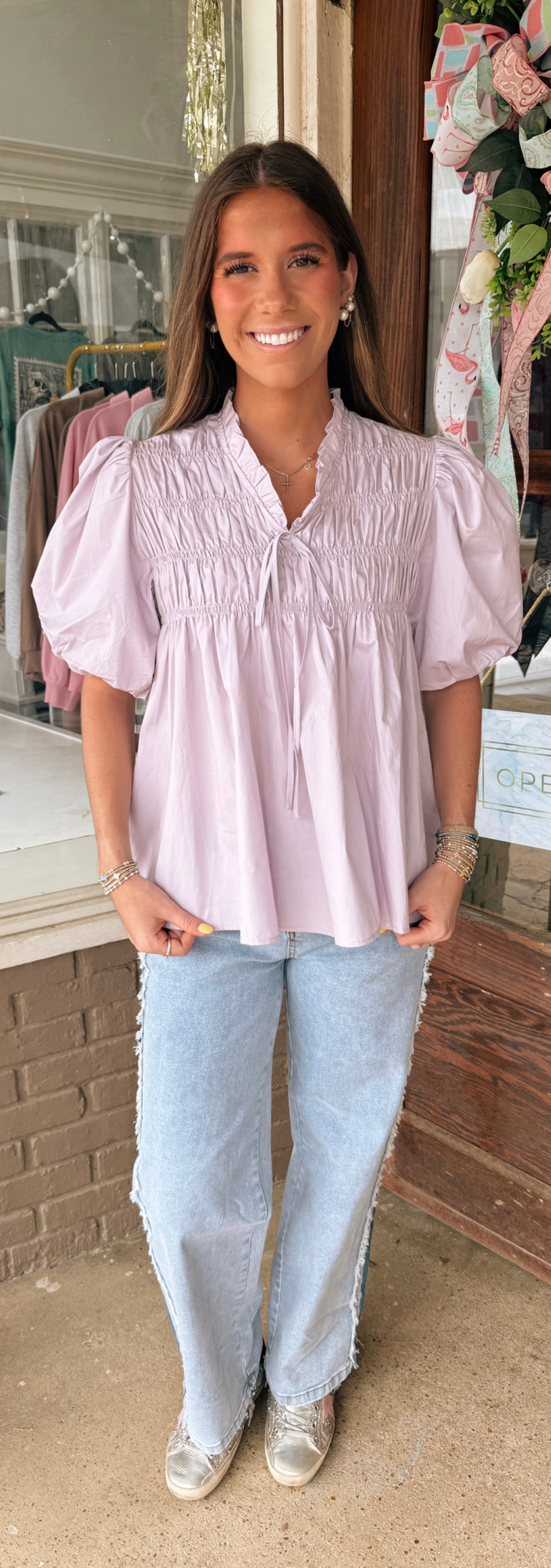 Purple Puff Sleeve Top