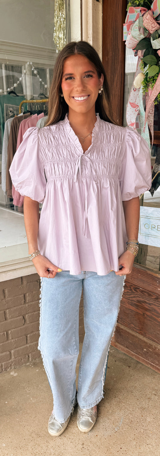 Purple Puff Sleeve Top