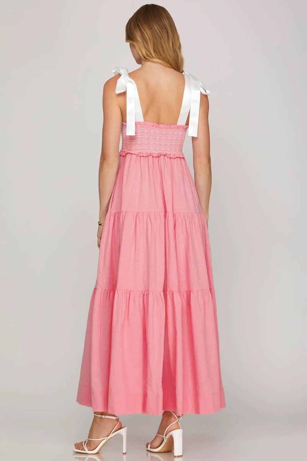 Pink Smocked Maxi Dress