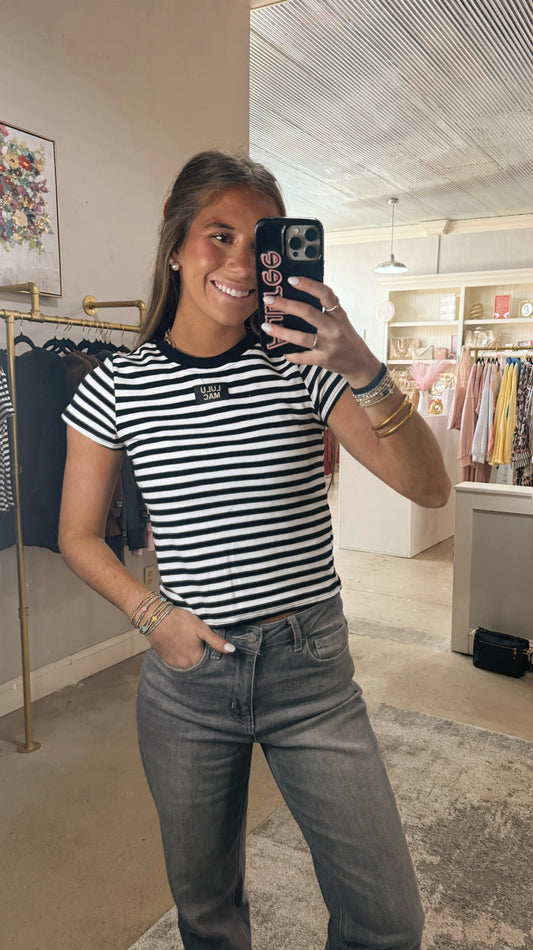 Black Stripe Lulu Mac Top