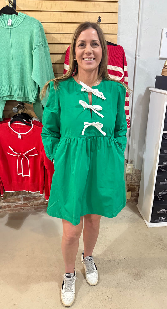 Green Dress + Bows