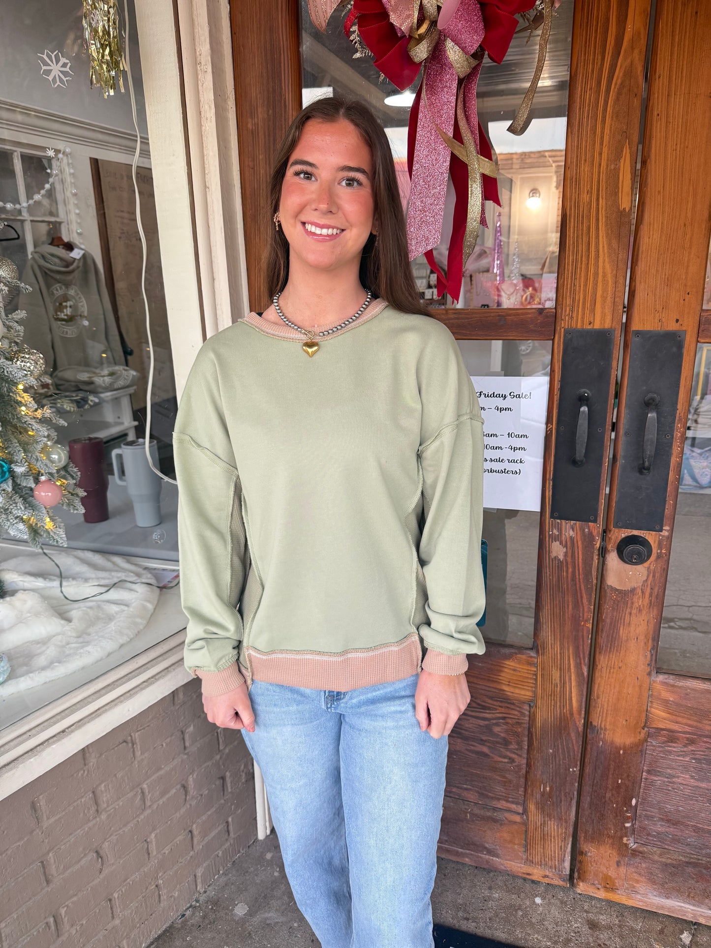 Green + Brown Pullover