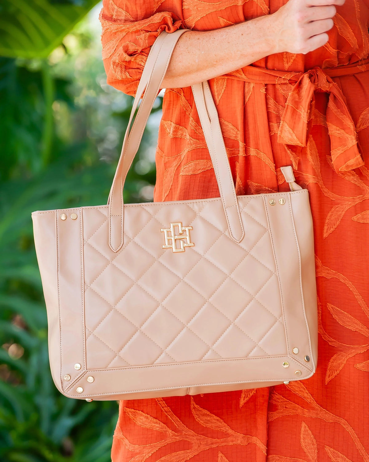 Caroline Hill Latte Sophie Zippered Tote