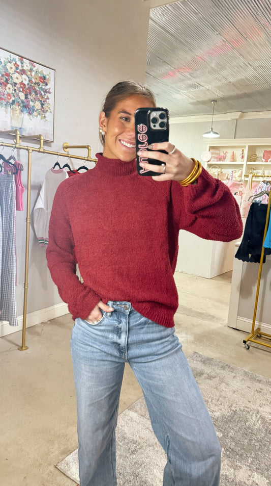Maroon High Neck Sweater