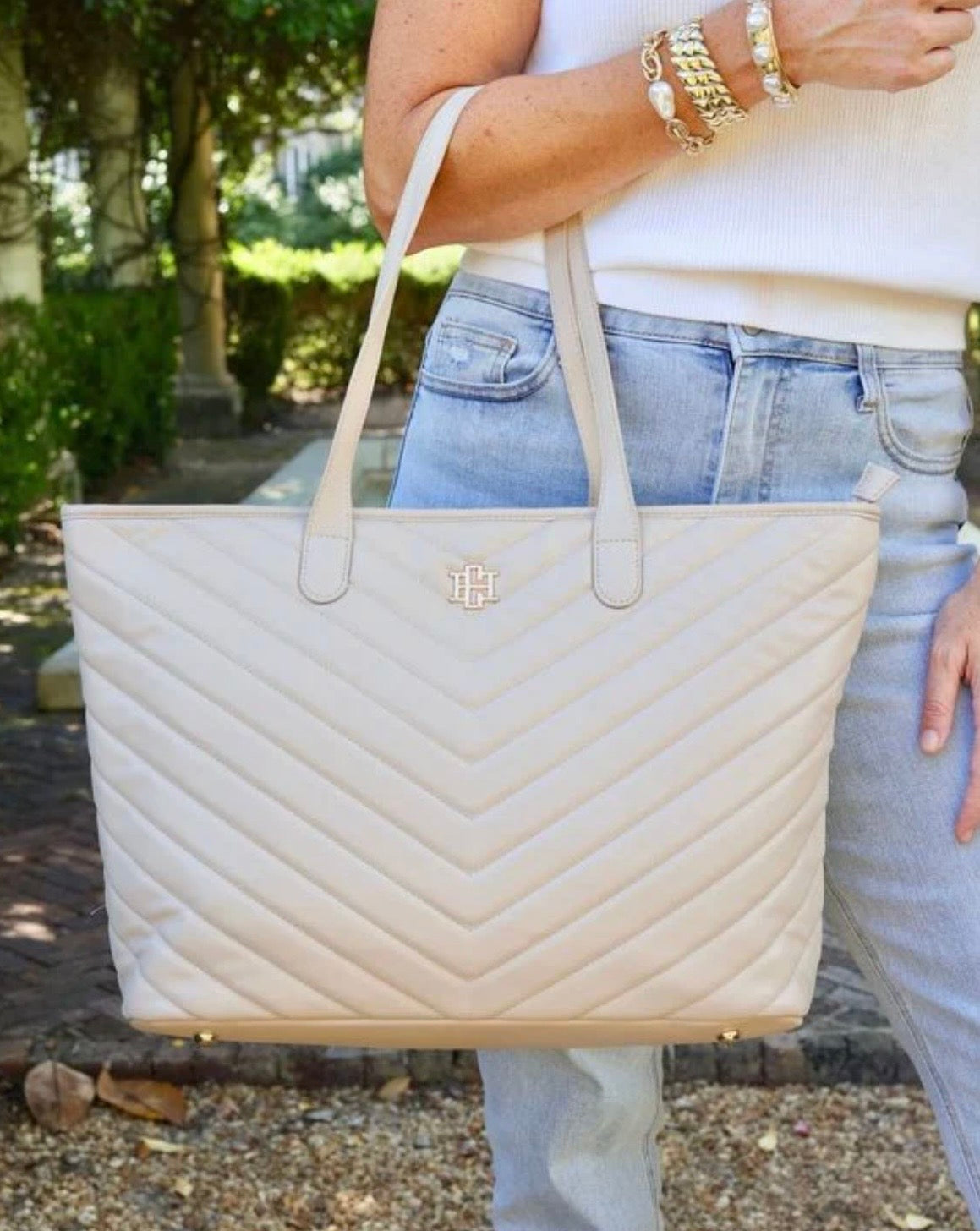 Nude Quilted Caroline Hill Purse