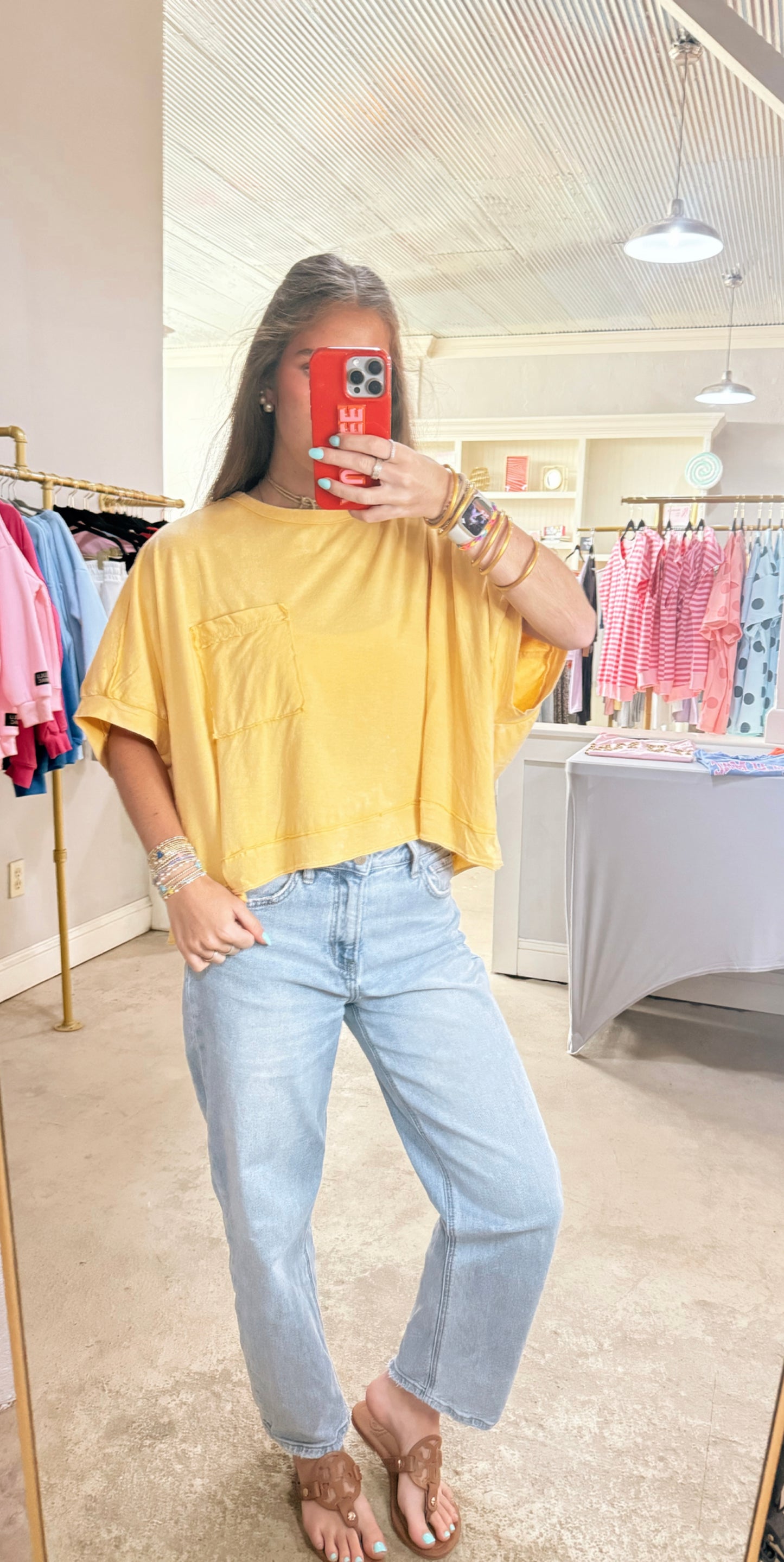 Yellow Mineral Washed Simple Top