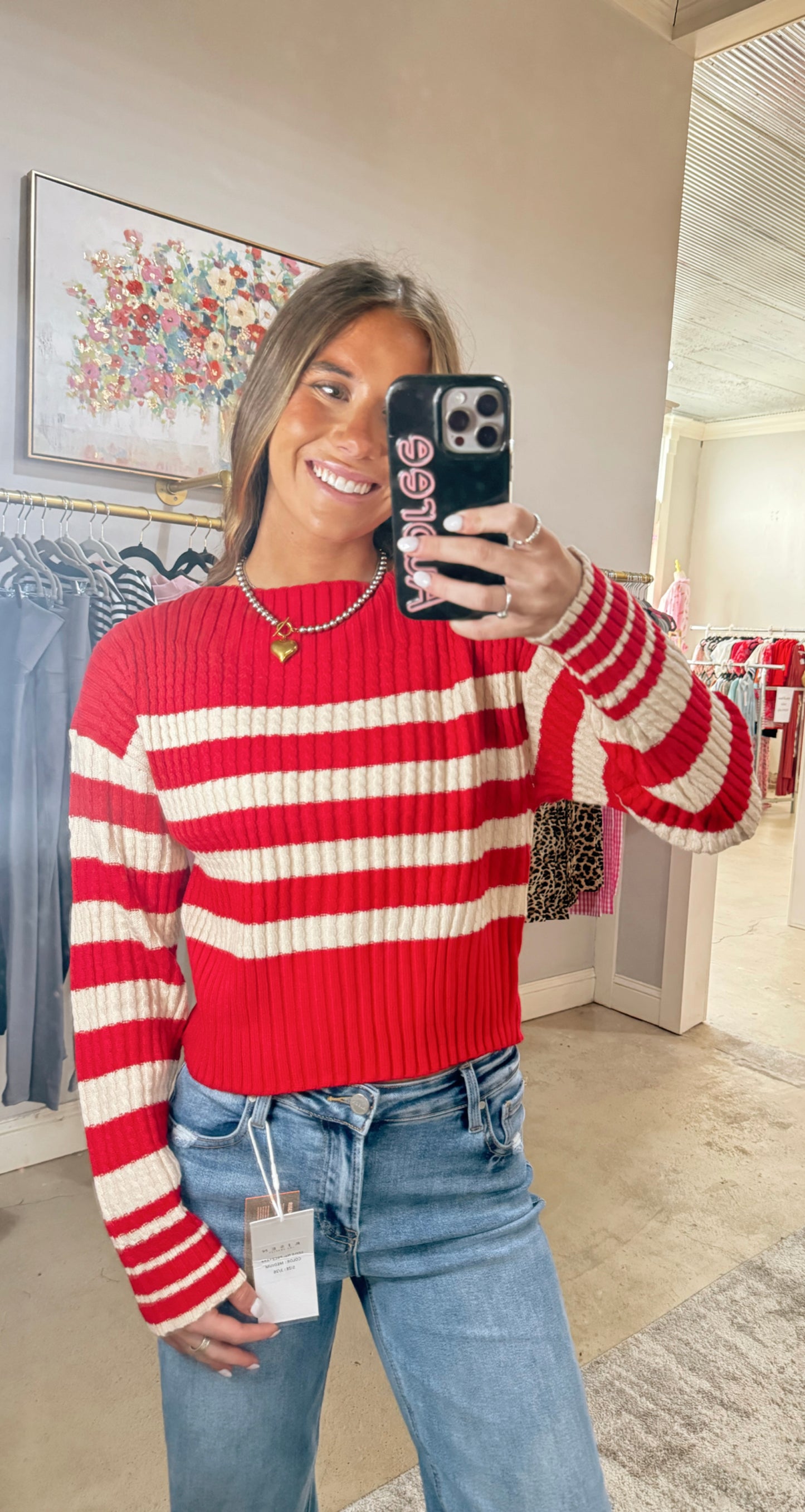 Red & White Striped Sweater
