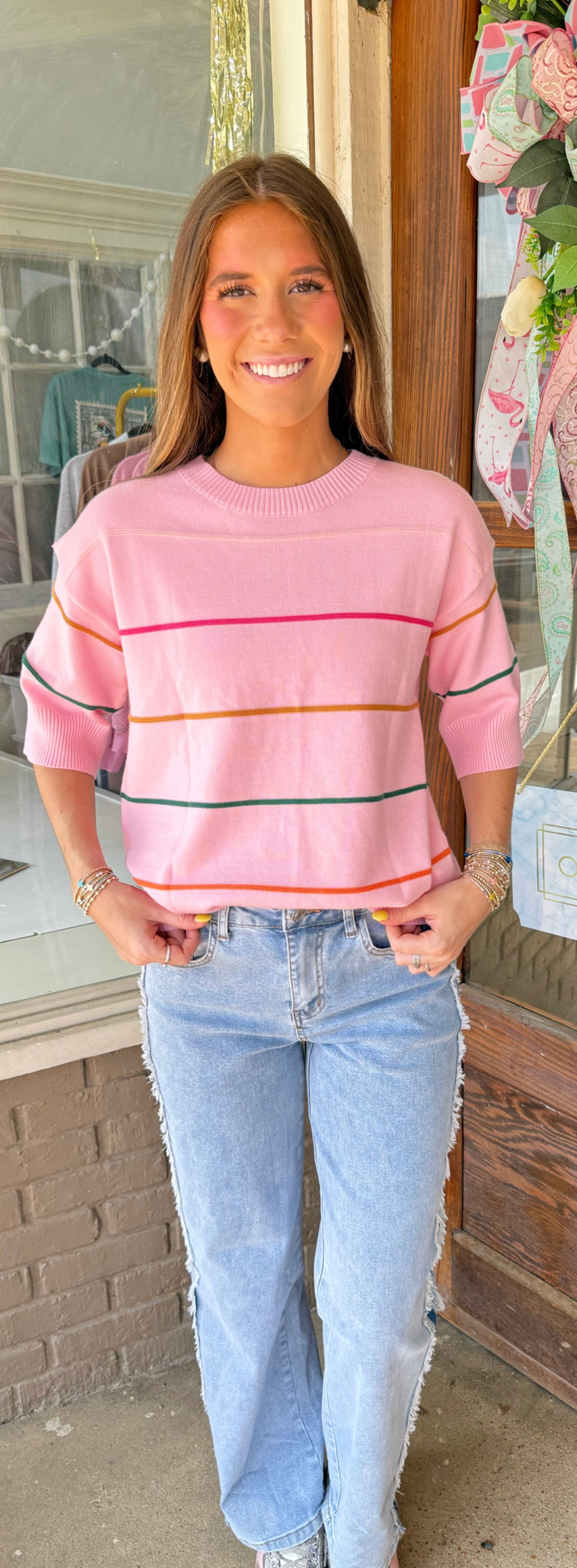 Pink Color Block Top