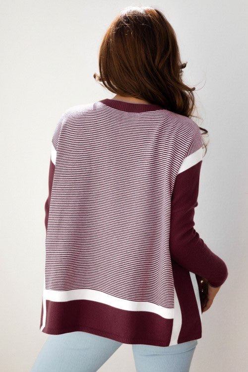 Maroon Striped Top