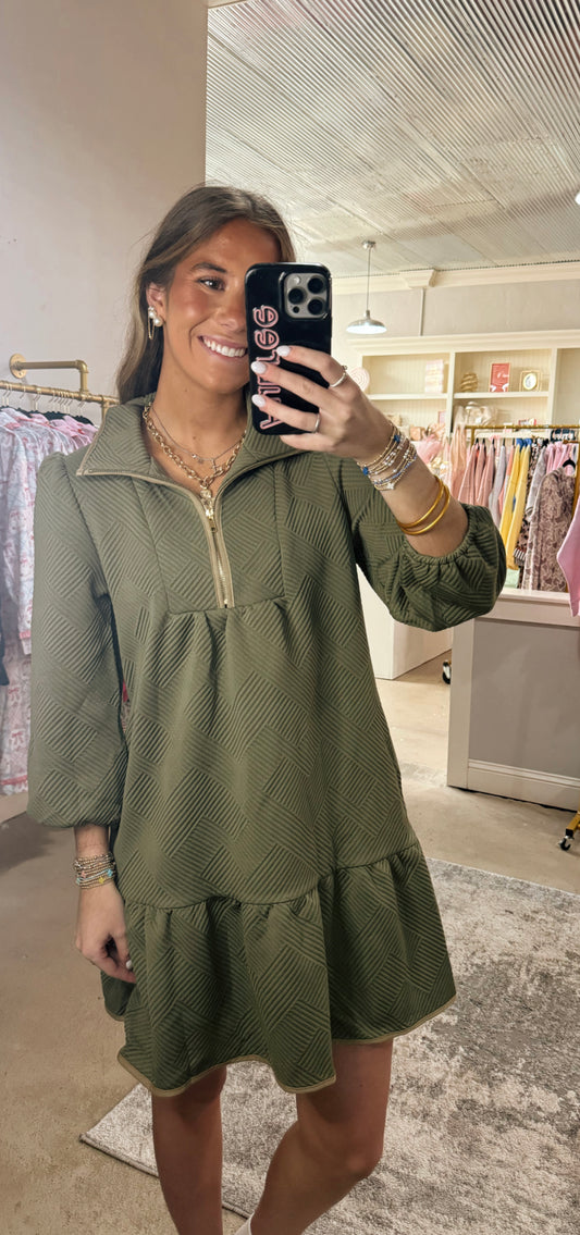 Green Textured Dress
