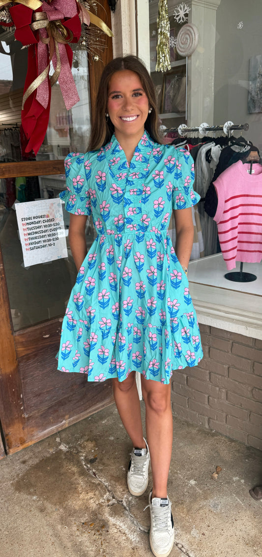 Floral Dress with Puff Sleeves