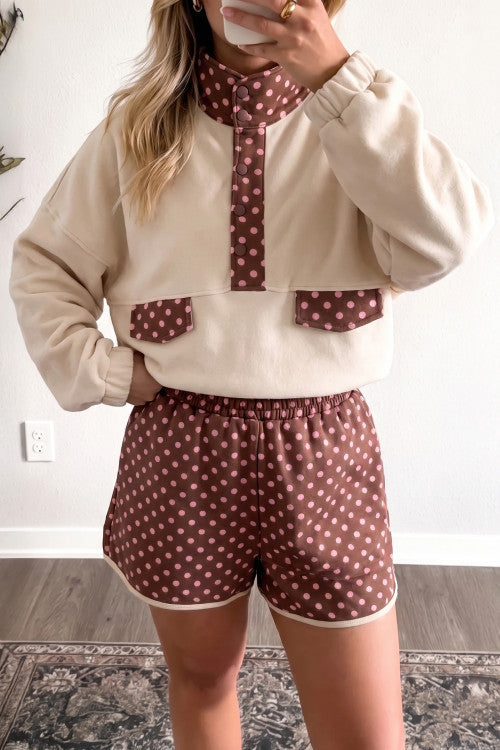 Tan/Brown Polka Dot Set