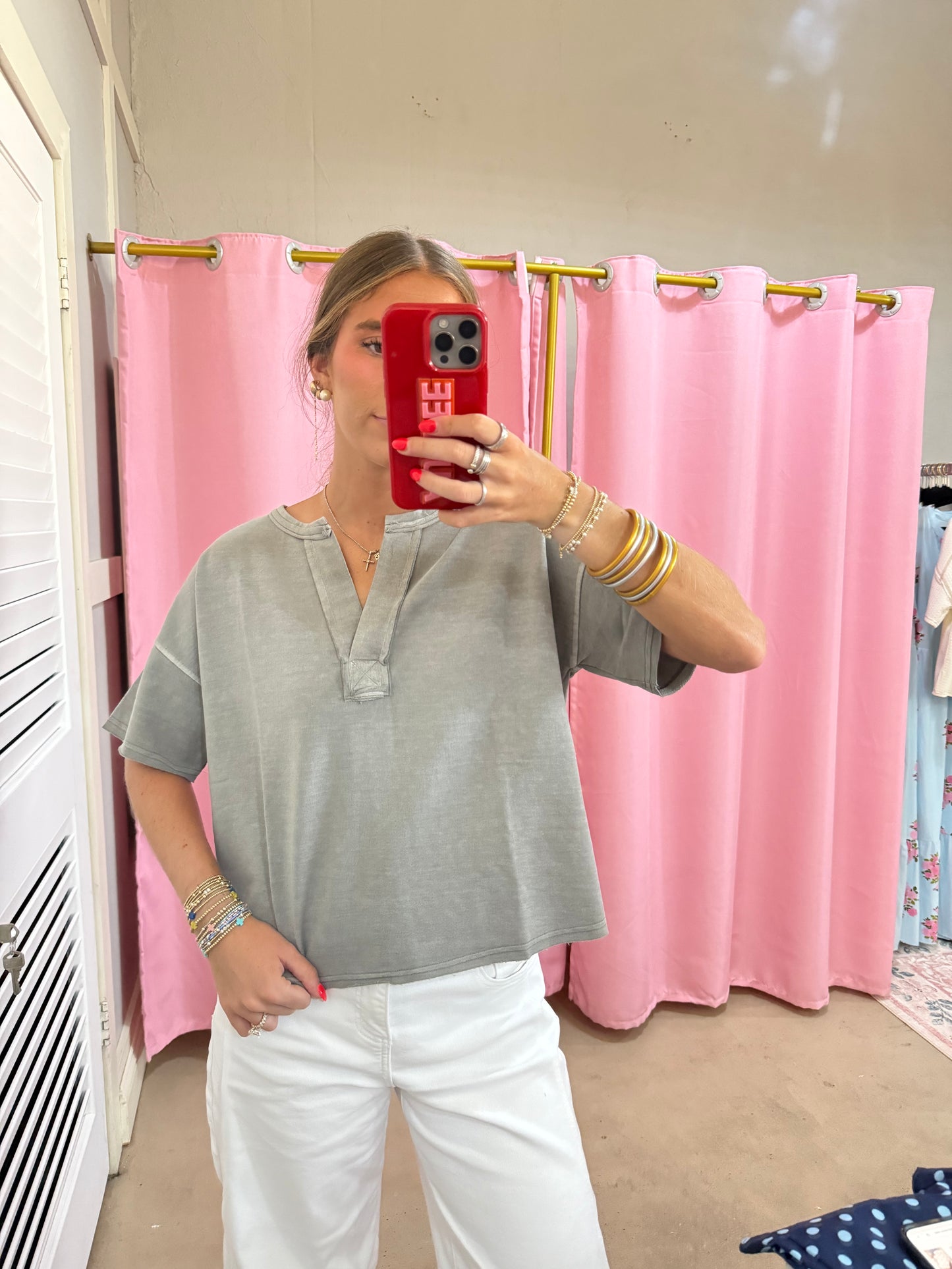 Grey V-Neck Top