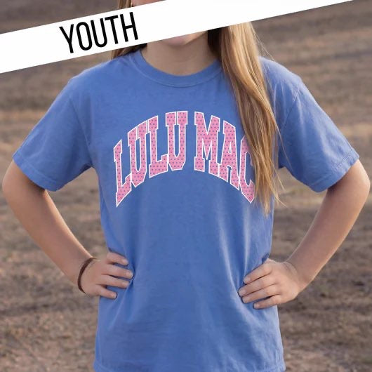 Youth Blue & Pink Polka Dot tee