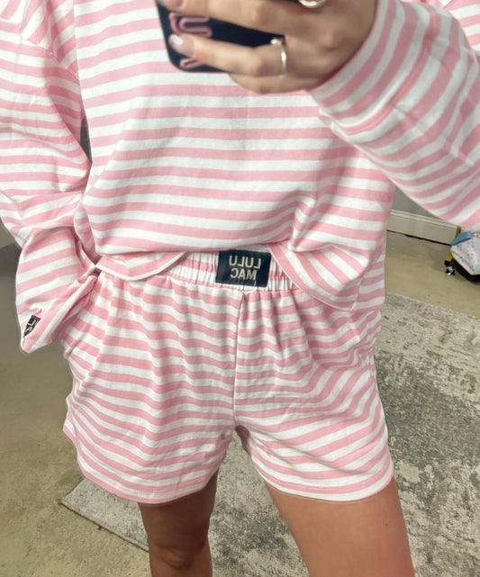 Pink Stripe Lulu Mac Shorts
