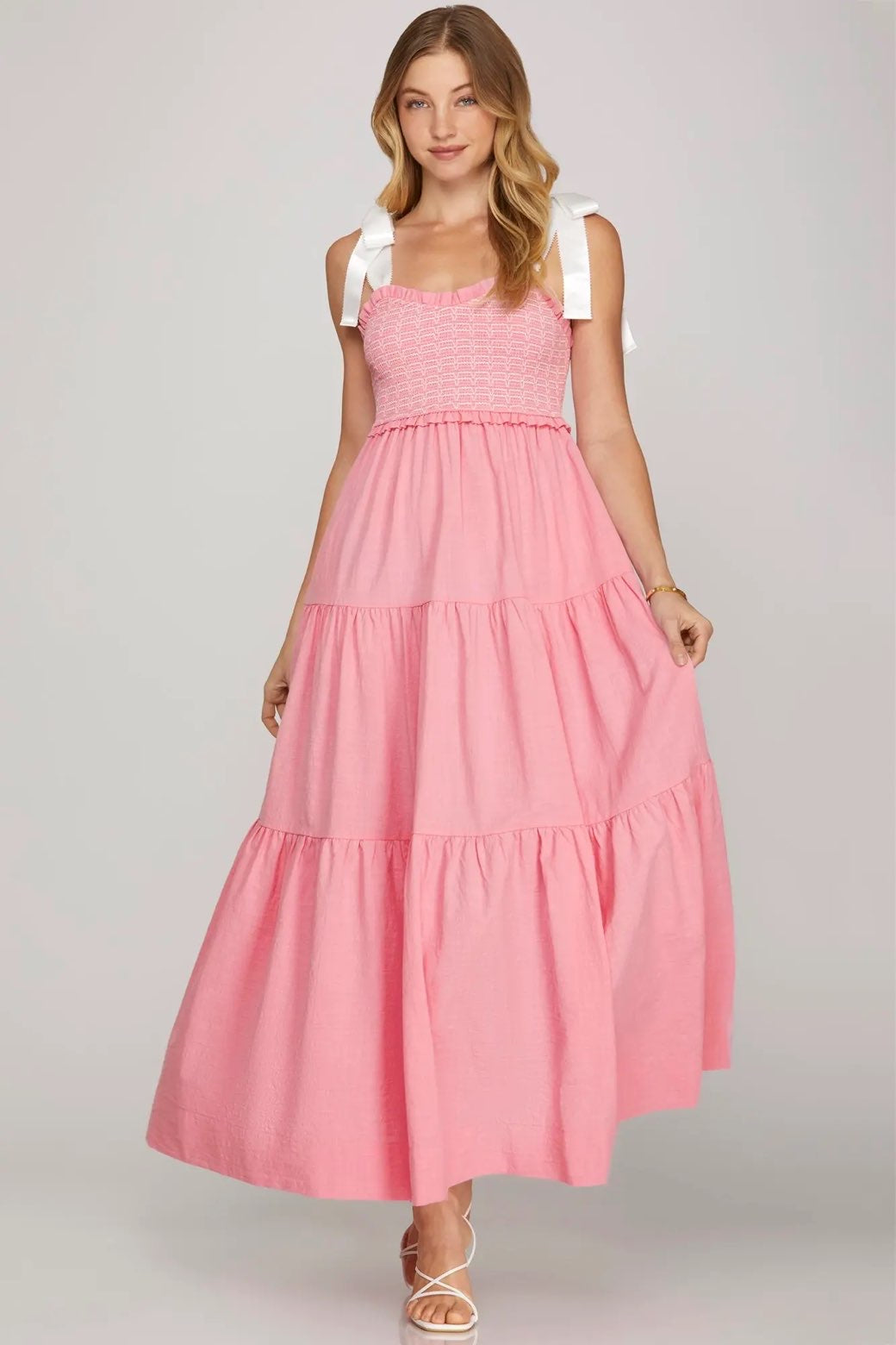 Pink Smocked Maxi Dress
