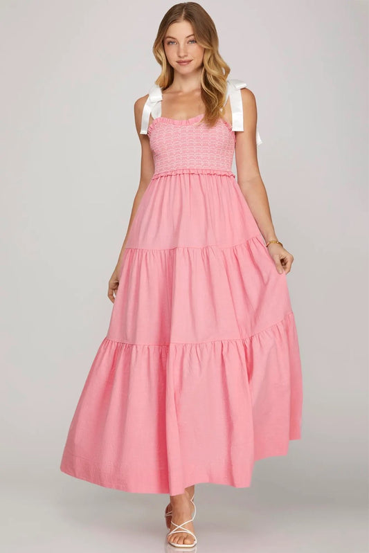 Pink Smocked Maxi Dress