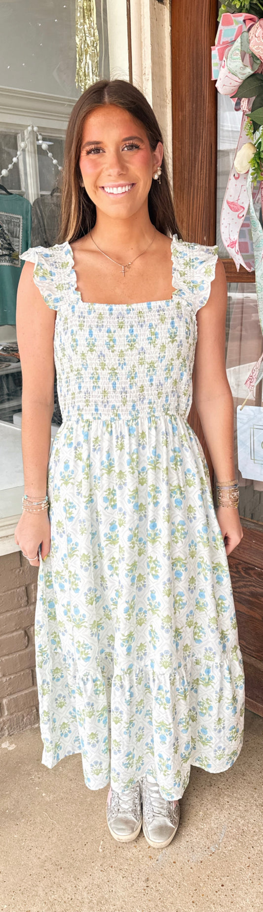 Blue & Green Floral Dress