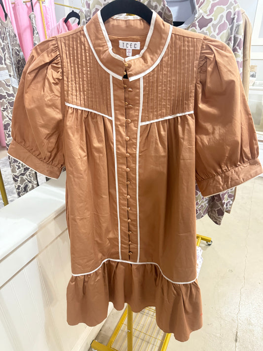 Tan Buttoned Dress