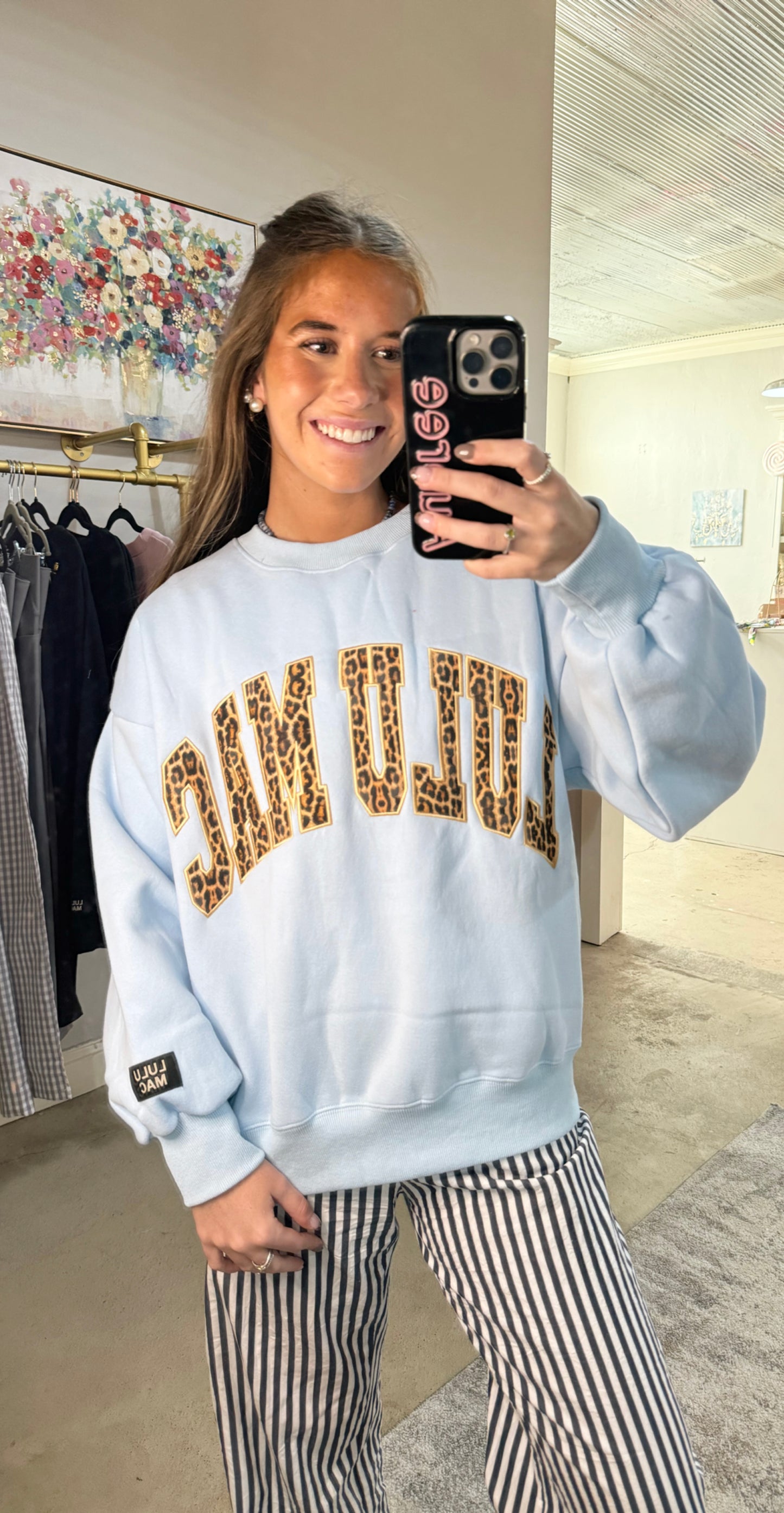 Blue & Cheetah Lulu Mac Sweatshirt