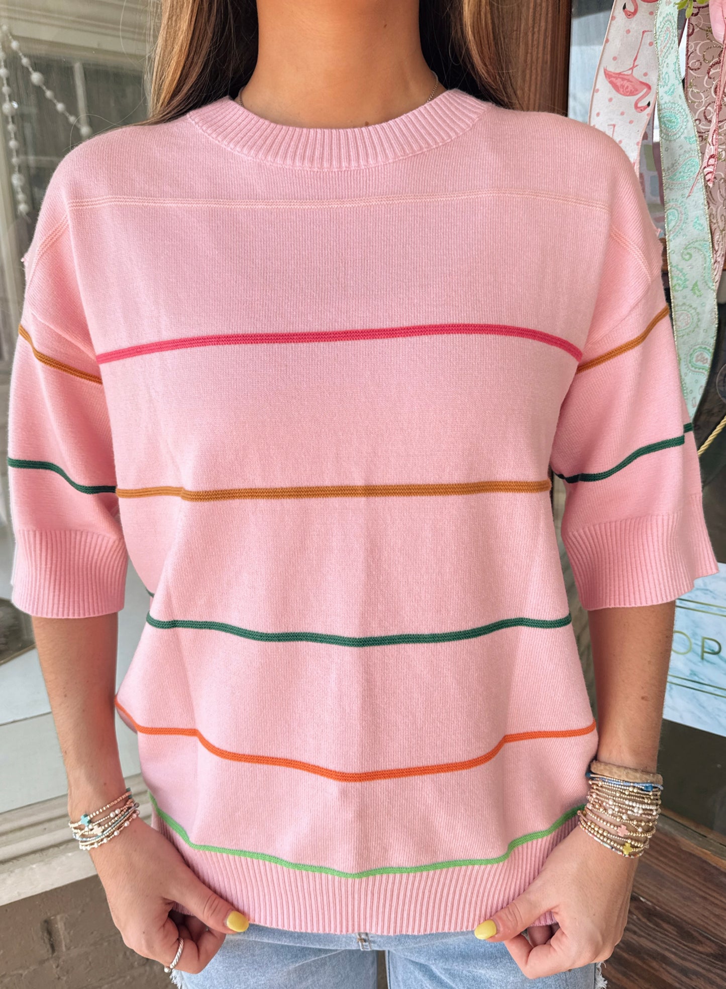 Pink Color Block Top