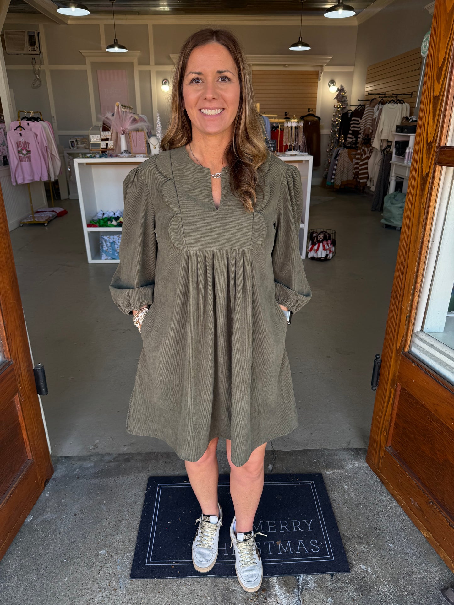 Green Corduroy Dress