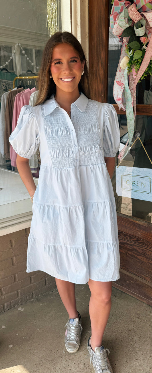 Light Blue Collared Dress