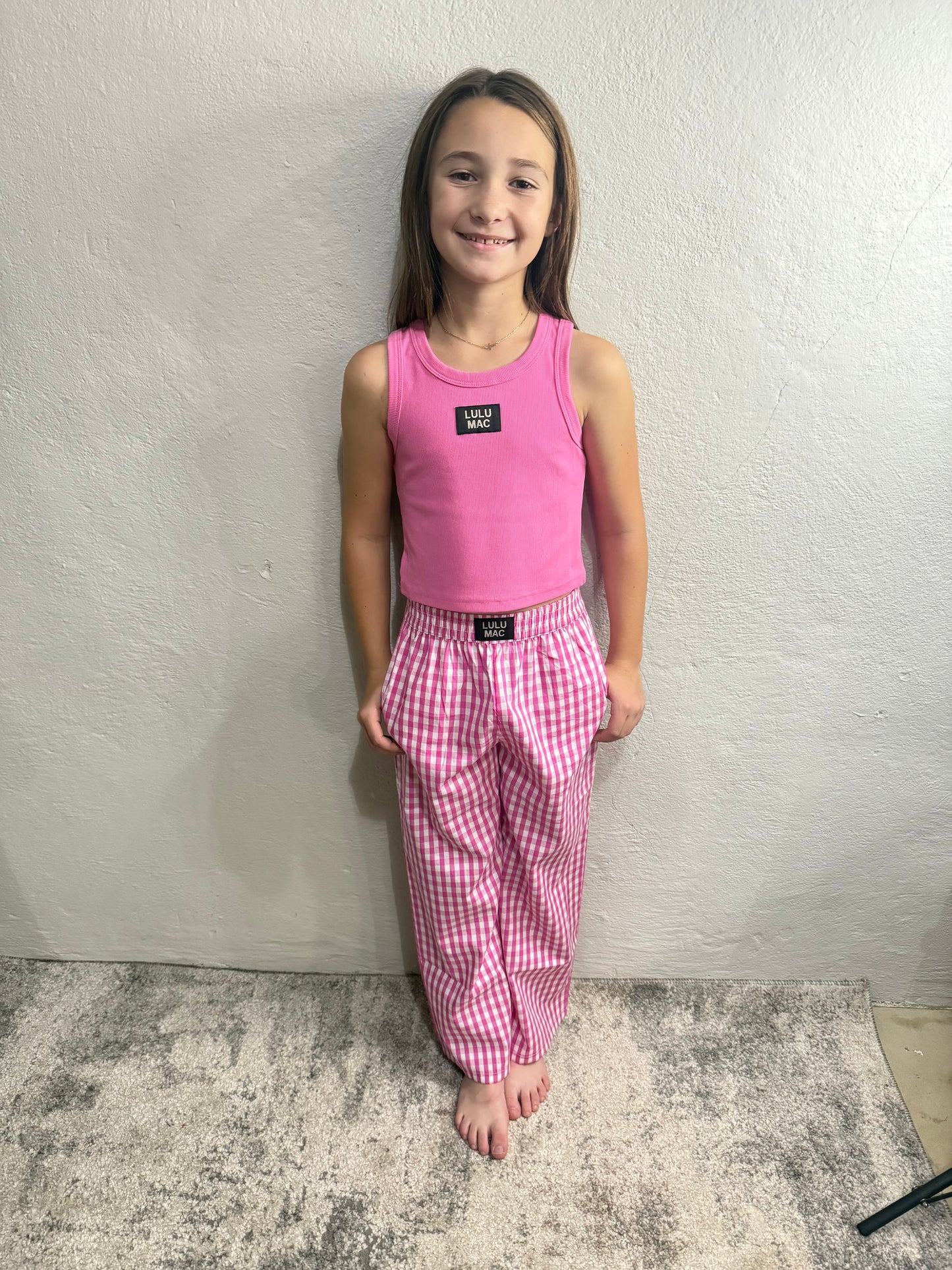 Kid’s Pink Gingham Lulu Mac Pants