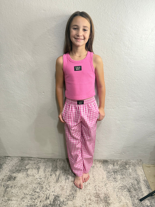 Kid’s Pink Gingham Lulu Mac Pants