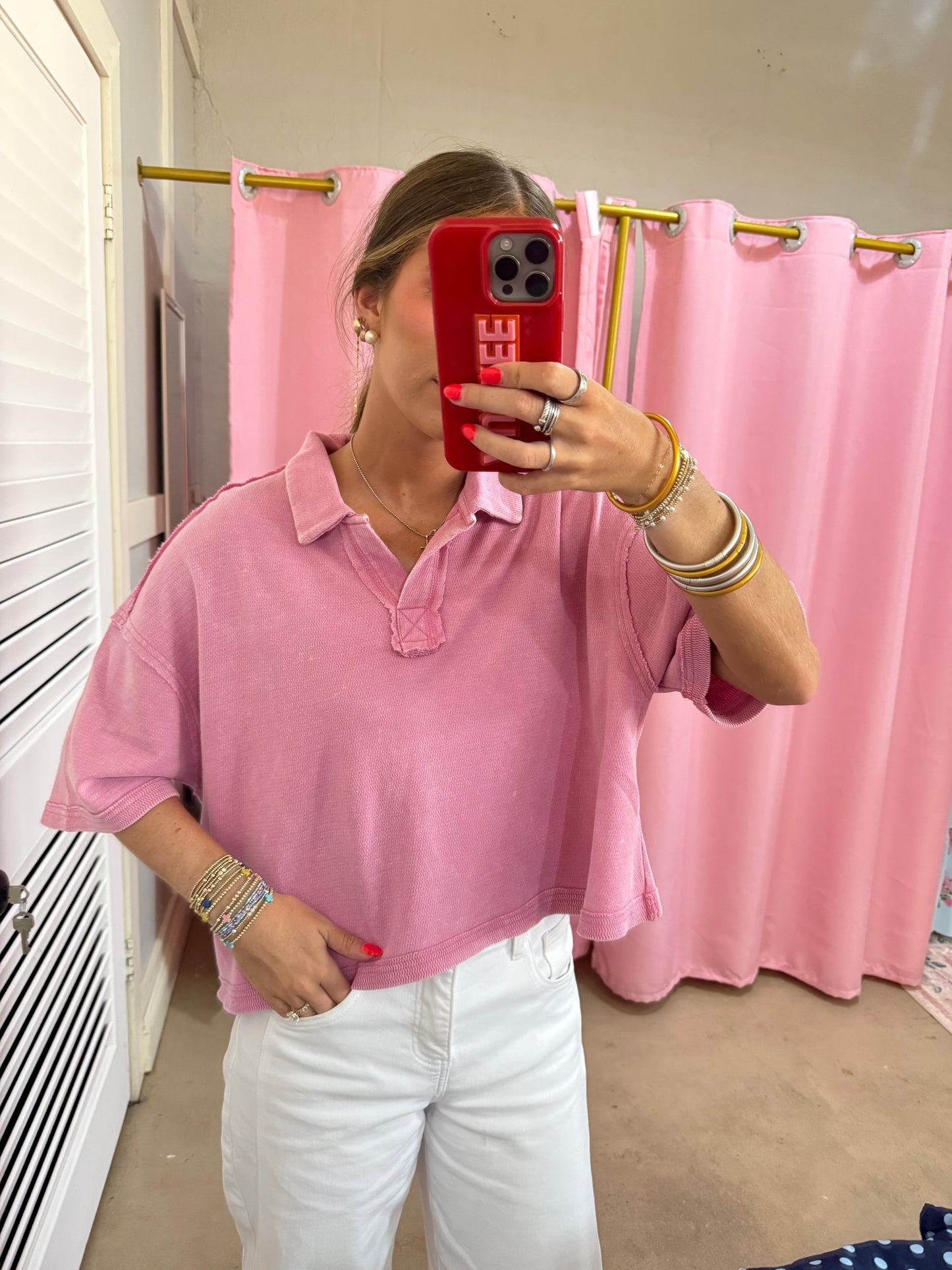 Pink Collared Top