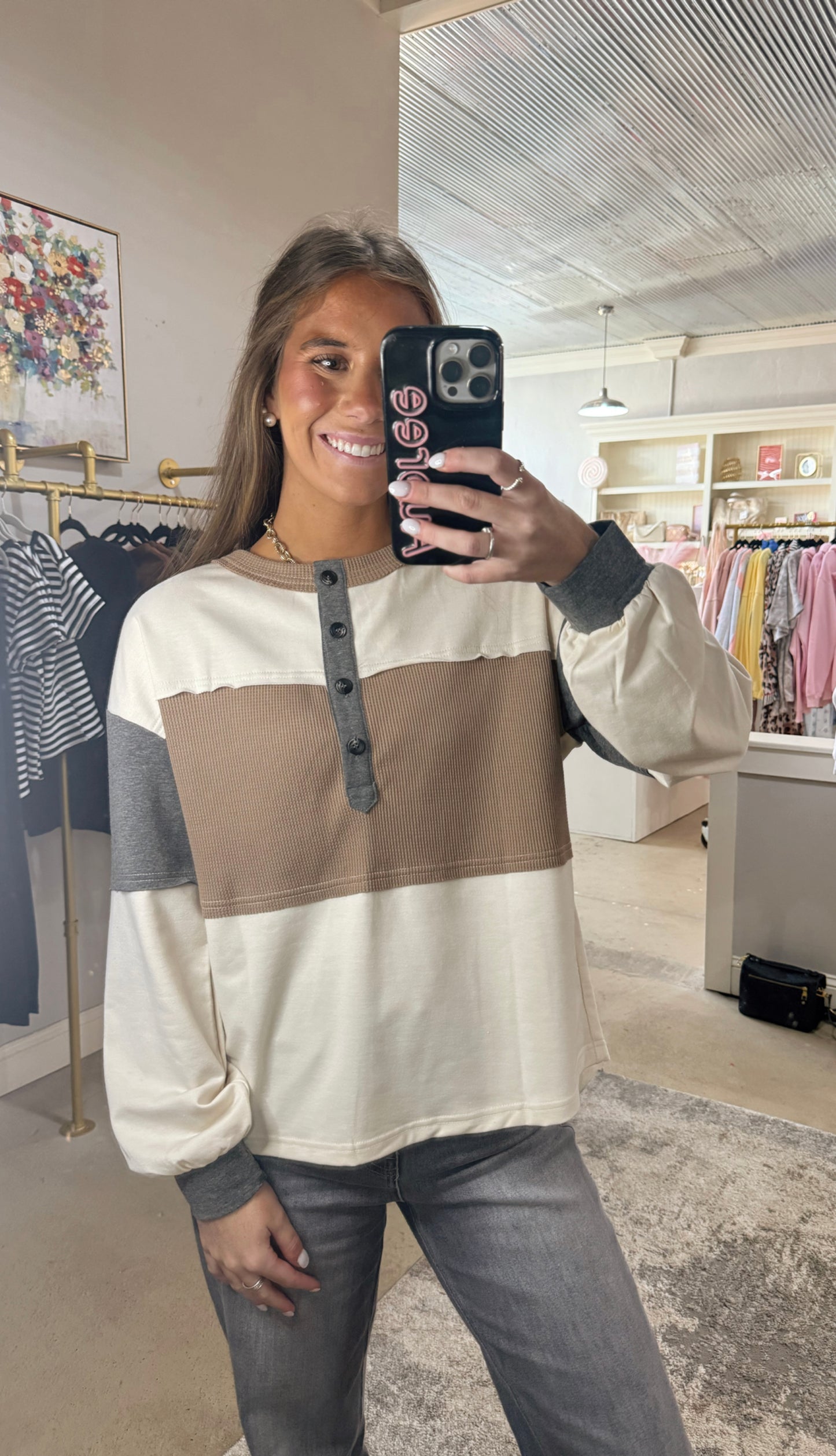 Color block Waffle Top