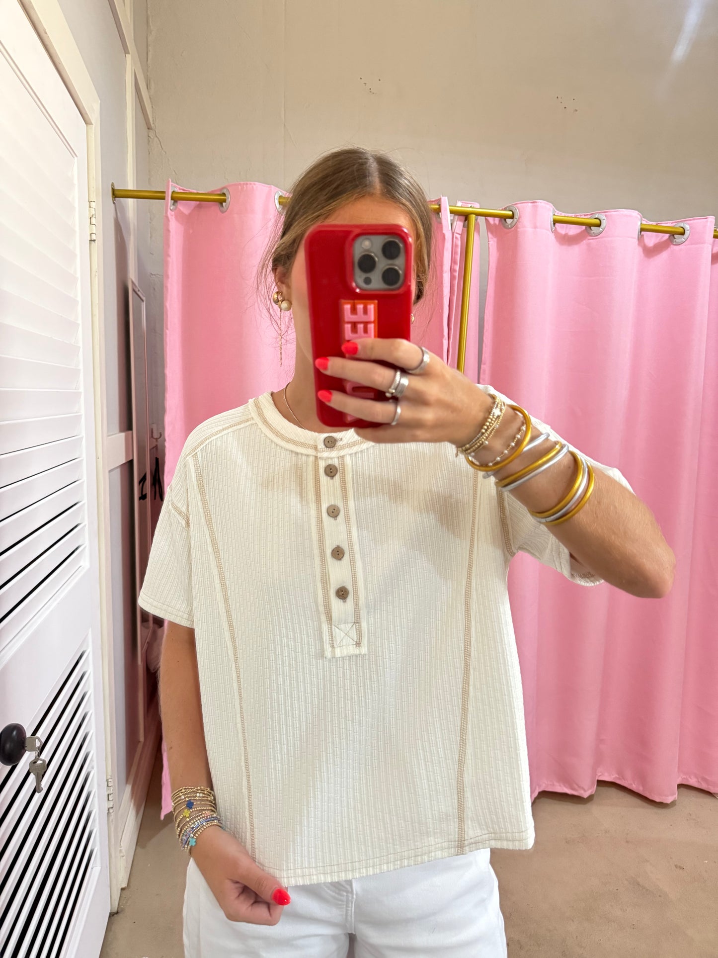 Cream Buttoned Top