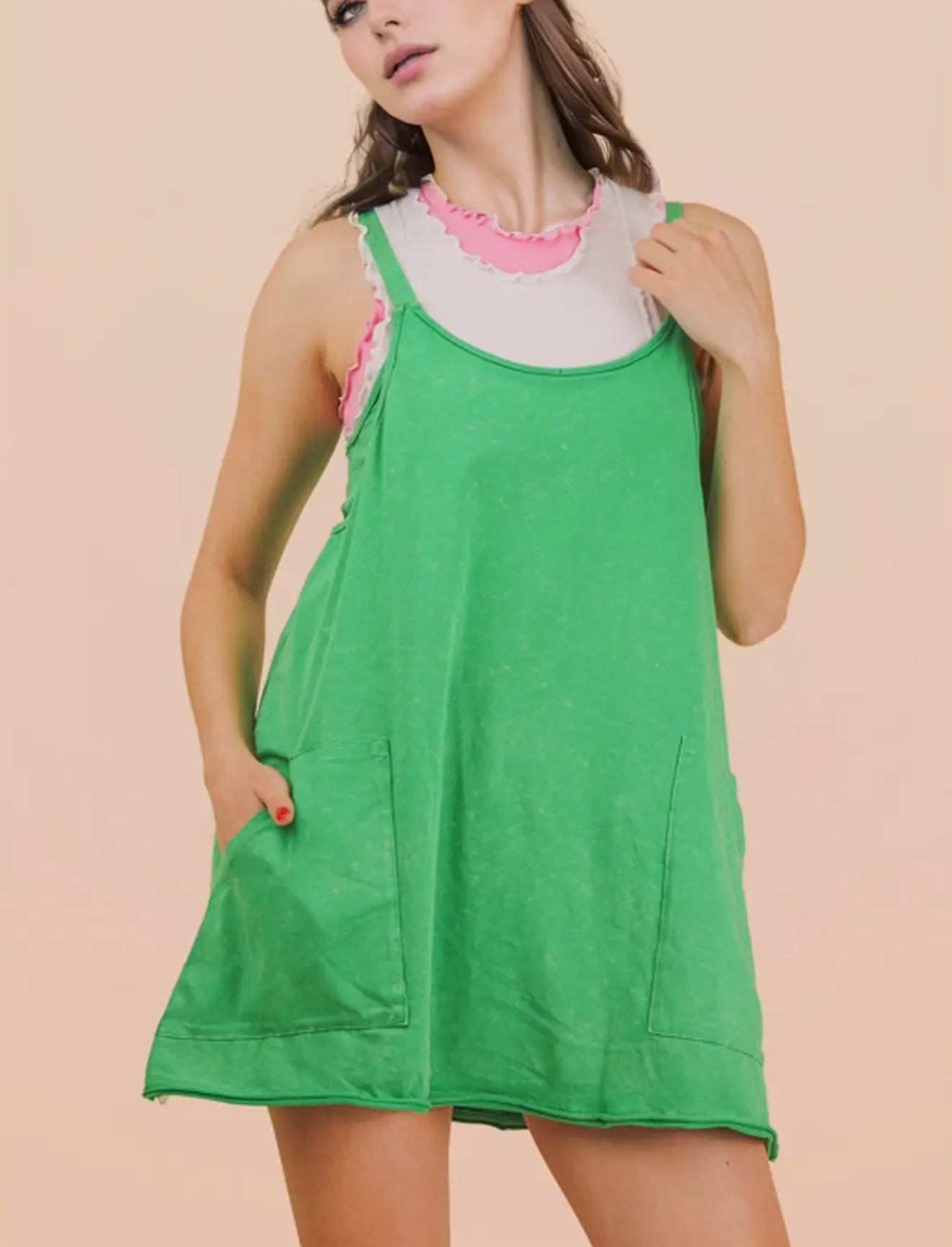 Green Athletic Dress with Built in Shorts