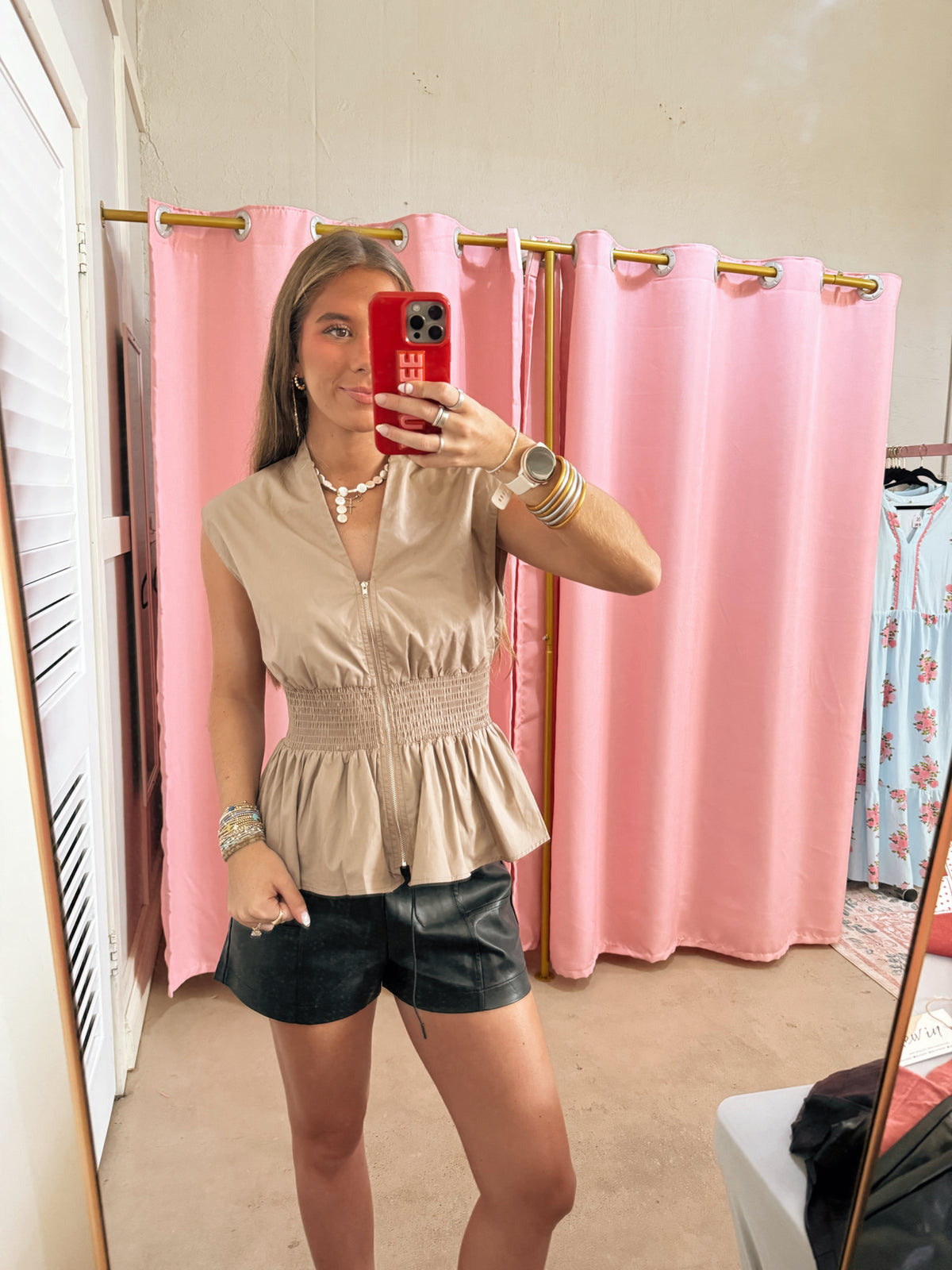 Taupe Zipped Top