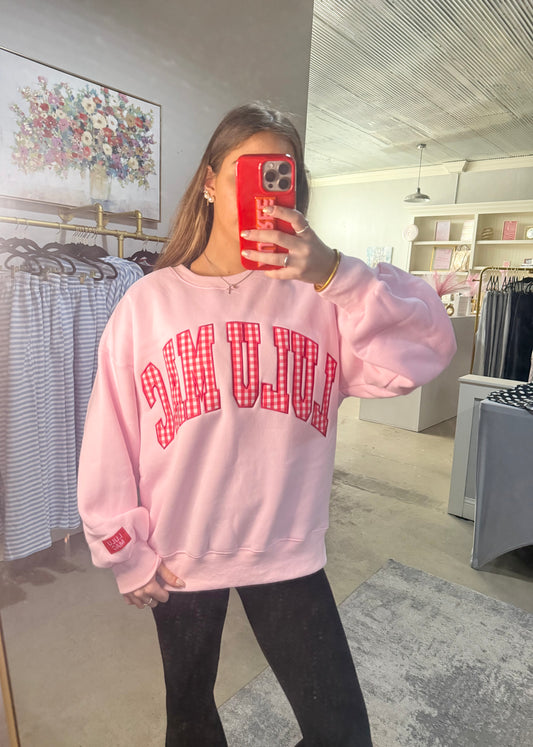 Red & Pink Gingham Lulu Mac Sweatshirt