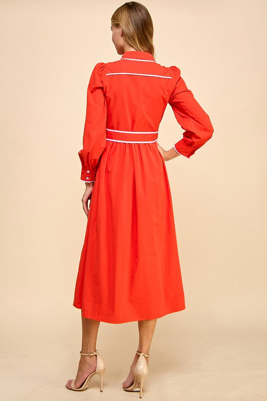 Red/Pink Midi Dress