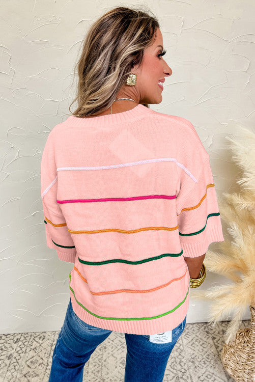 Pink Color Block Top