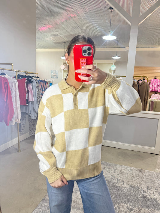 Collared Checkered Sweater