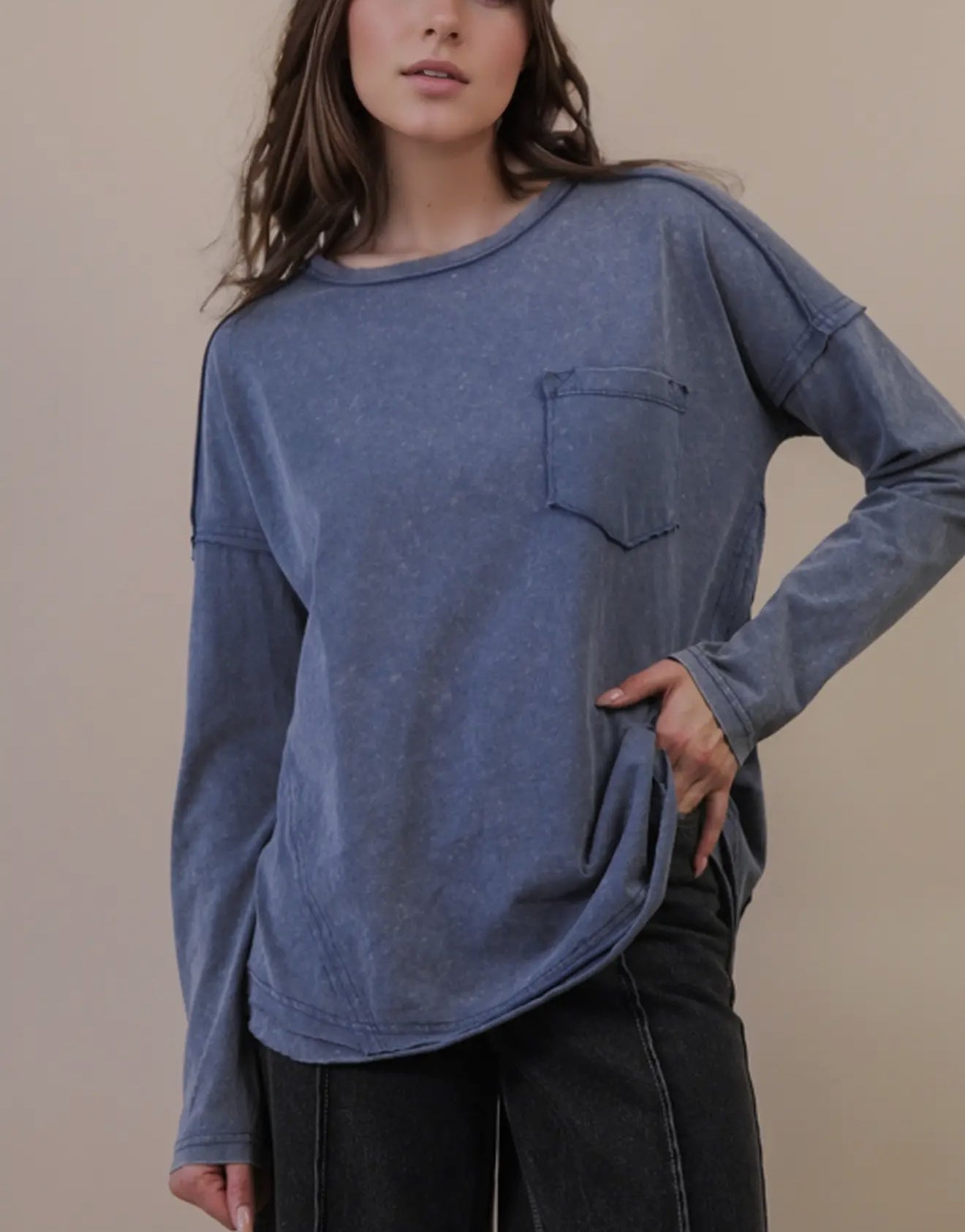 Blue Mineral Washed Top