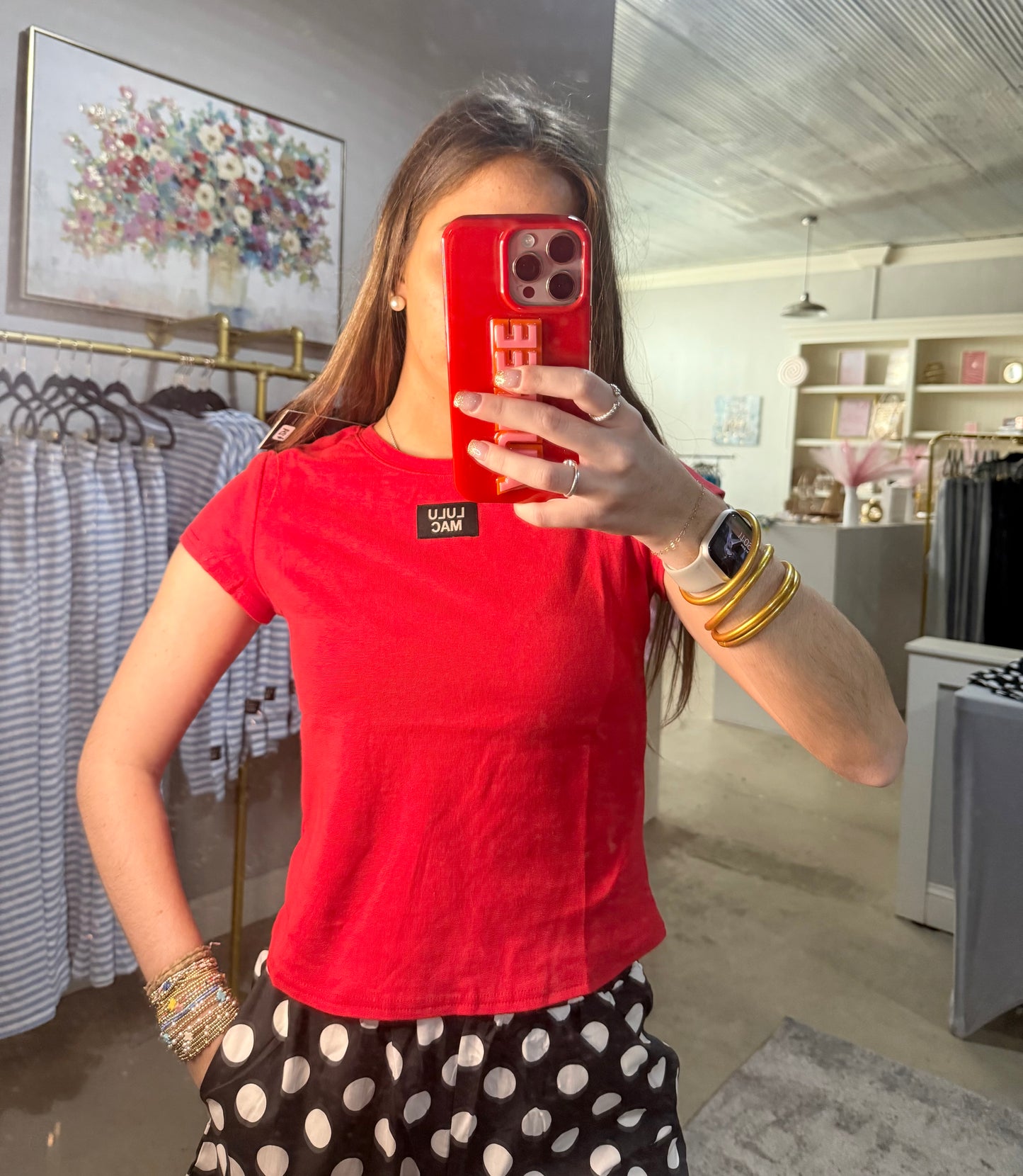 Red Lulu Mac Babydoll Tee
